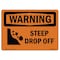 Signmission OSHA WARNING Sign, Steep Drop Off W/ Symbol, 7in X 5in Decal, 7" W, 5" H, Landscape OS-WS-D-57-L-12412 - alternate 1